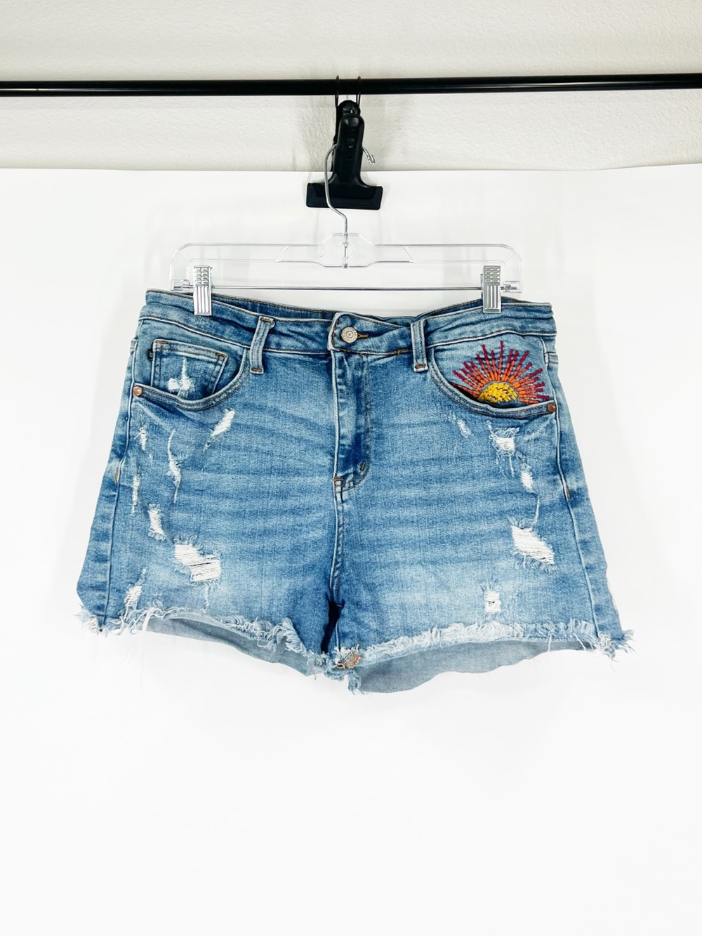 Judy Blue You Are My Sunshine Embroidered Denim Shorts High Rise